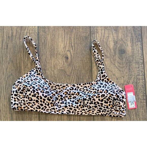 Junior's Xhilaration Ribbed Bralette Bikini Top, Animal Print, X-Large, NEW, 820 - Picture 4 of 8